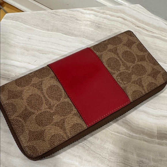 Coach Bag Dalton 31 Red Leather Signature Logo Shoulder Bag Wallet Set - Picture 9 of 17